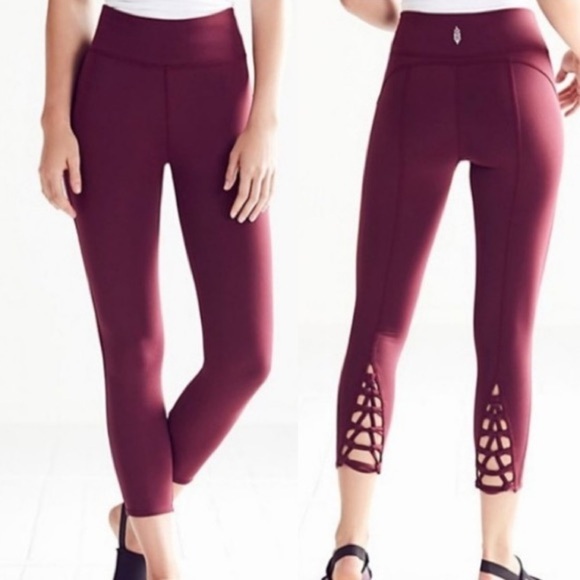 Free people movement active wear workout kali crop leggings wine red size small - Picture 1 of 13